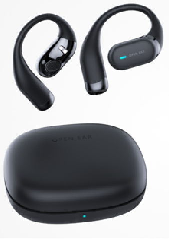 3Z,Open-Ear True Wireless Bluetooth Headphones with Microphone, Earbuds with Earhooks, Sweat Resistant, Fast Charging, Compatible with iPhone & Android, Black
